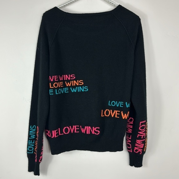 Scott & Scott London Black Cashmere Rue La La Love Wins Sweater Small - Picture 6 of 8